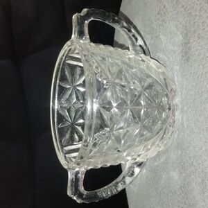 Vintage Anchor Hocking Clear Crystal Glass Open Sugar Stars Bars D Handle G7